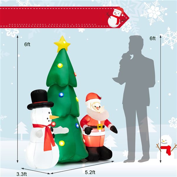 Costway 6-ft H Lighted Inflatable Santa Claus and Snowman
