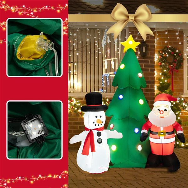 Costway 6-ft H Lighted Inflatable Santa Claus and Snowman