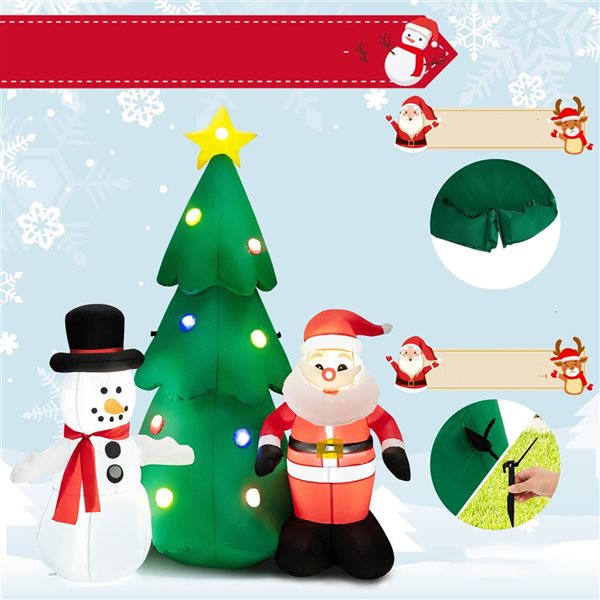 Costway 6-ft H Lighted Inflatable Santa Claus and Snowman