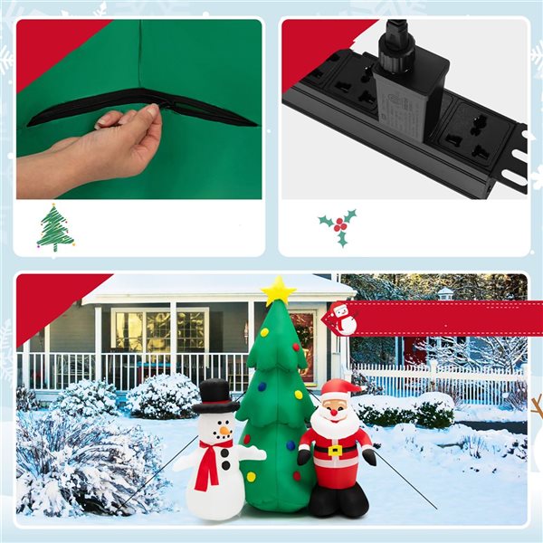 Costway 6-ft H Lighted Inflatable Santa Claus and Snowman