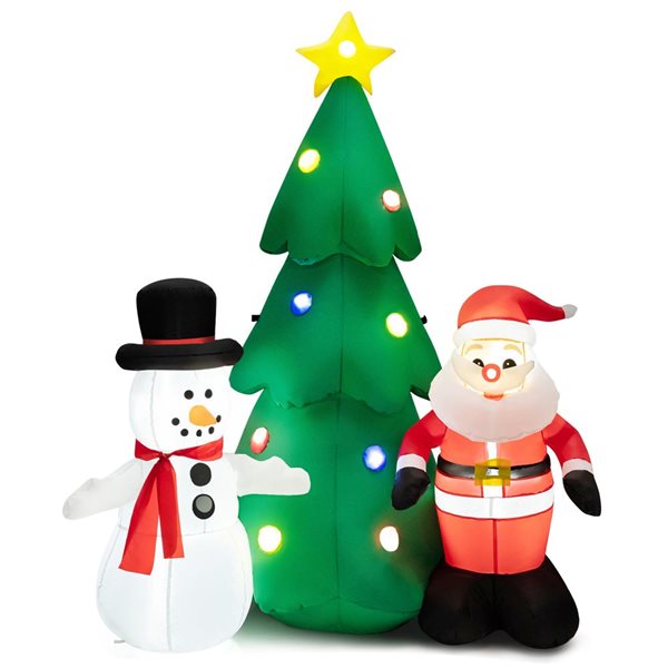 Costway 6-ft H Lighted Inflatable Santa Claus and Snowman