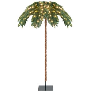 Costway 6-ft Pre-Lit Green Artificial Tropical Christmas Palm Tree with 813 Branch Tips and 250 Warm White LED Lights