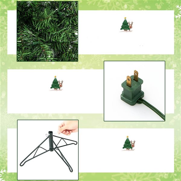 Costway 7-ft Pre-lit Green Artificial Half Christmas Tree with 450 Branch Tips and 150 Warm White LED Lights