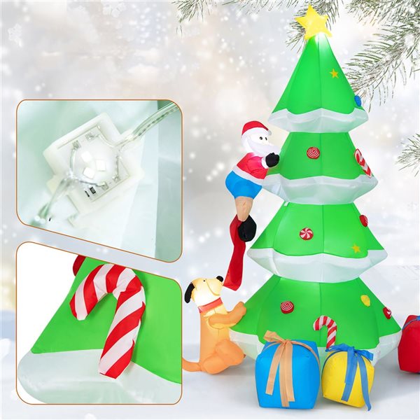 Costway 7-ft H Lighted Inflatable Christmas Tree with Santa Claus and Dog
