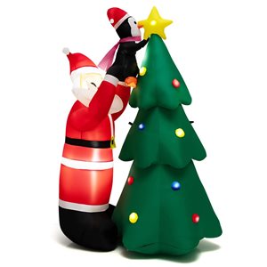 Costway 6-ft H Lighted Inflatable Christmas Tree, Santa Claus and Penguin