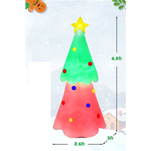 Costway 6.2-ft H Lighted Inflatable Xmas Tree with Topper Star