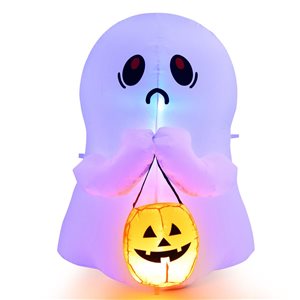 Costway 4-ft Halloween Inflatable Ghost Holding Pumpkin with LED Lights