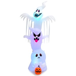 Costway 10-ft Inflatable Halloween Overlap Ghost with Colourful LED RGB Lights