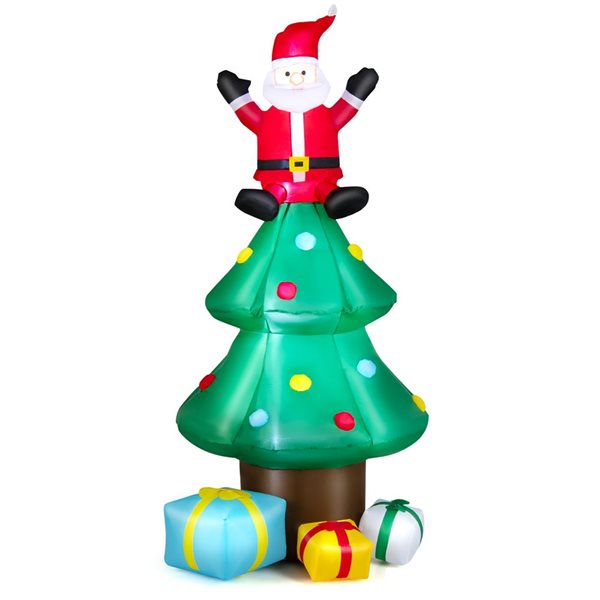 Costway 7-ft H Lighted Inflatable Christmas Tree with Santa Claus and ...