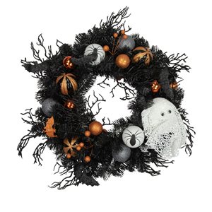 Northlight 24-in diameter Indoor Ghost Halloween Pine Wreath