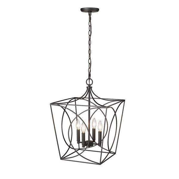 Millennium Lighting Tracy Matte Black Metal Transitional Geometric Standard Medium Pendant Light