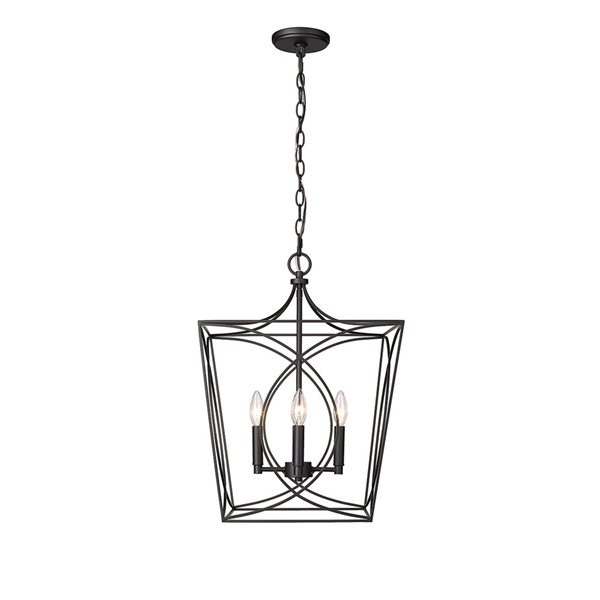 Millennium Lighting Tracy Matte Black Metal Transitional Geometric Standard Medium Pendant Light