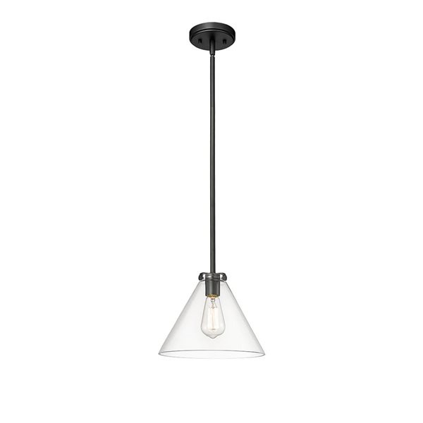 Millennium Lighting Aliza Matte Black Transitional Clear Glass Geometric Standard Medium Pendant Light