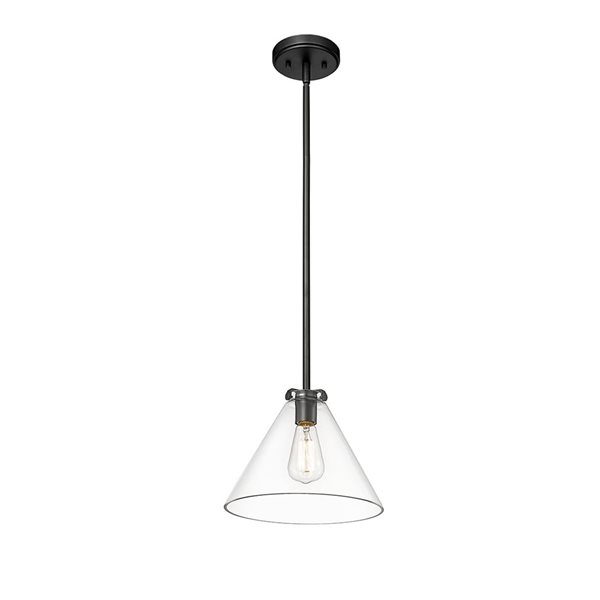 Millennium Lighting Aliza Matte Black Transitional Clear Glass Geometric Standard Medium Pendant Light