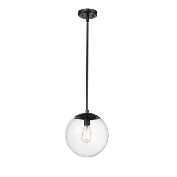 Millennium Lighting Avell Matte Black Transitional Clear Glass Geometric Standard Medium Pendant Light