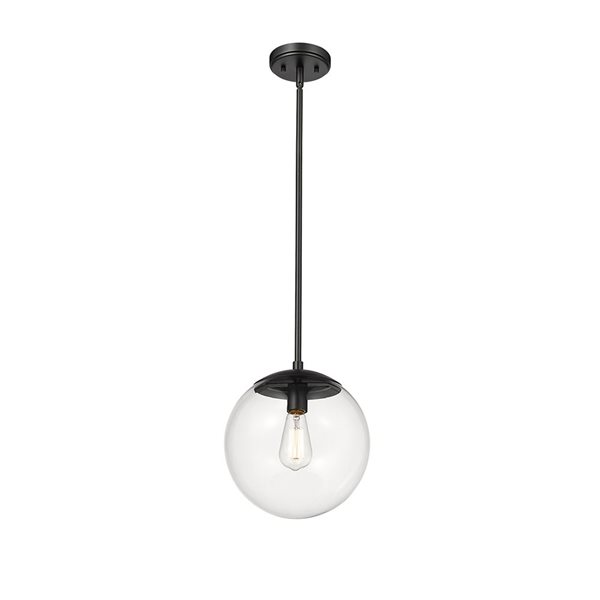 Millennium Lighting Avell Matte Black Transitional Clear Glass Geometric Standard Medium Pendant Light