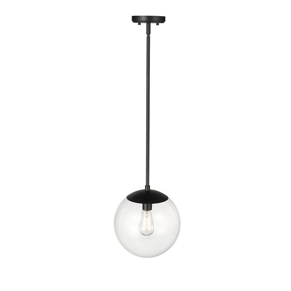 Millennium Lighting Avell Matte Black Transitional Clear Glass Geometric Standard Medium Pendant Light