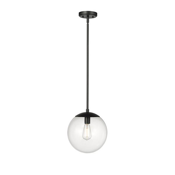 Millennium Lighting Avell Matte Black Transitional Clear Glass Geometric Standard Medium Pendant Light