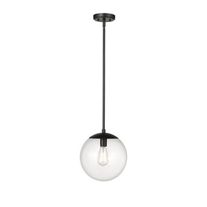 Millennium Lighting Avell Matte Black Transitional Clear Glass Geometric Standard Medium Pendant Light