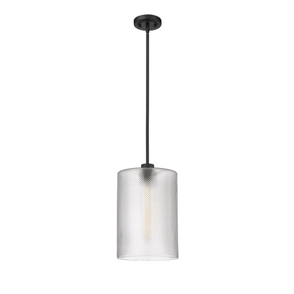 Millennium Lighting Olena Matte Black Transitional Textured Glass Geometric Standard Medium Pendant Light