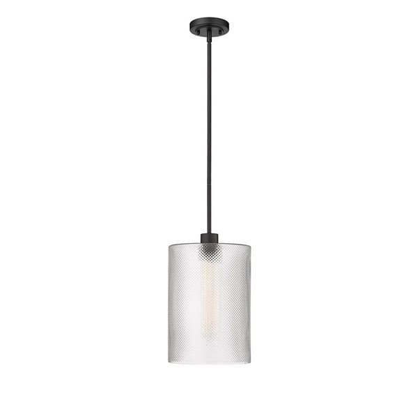 Millennium Lighting Olena Matte Black Transitional Textured Glass Geometric Standard Medium Pendant Light