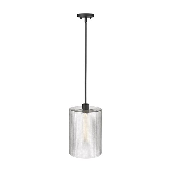 Millennium Lighting Olena Matte Black Transitional Textured Glass Geometric Standard Medium Pendant Light