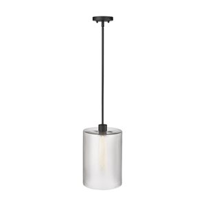 Millennium Lighting Olena Matte Black Transitional Textured Glass Geometric Standard Medium Pendant Light