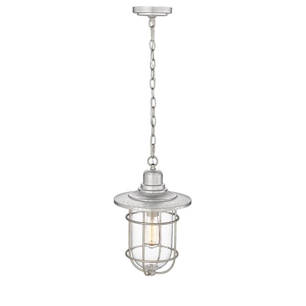 Millennium Lighting Outdoor Galvanized Transitional Clear Glass Lantern Standard Medium Pendant Light