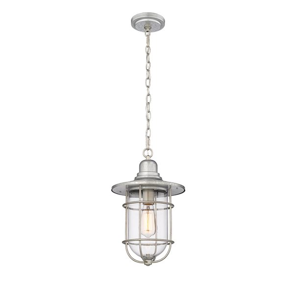 Millennium Lighting Outdoor Galvanized Transitional Clear Glass Lantern Standard Medium Pendant Light