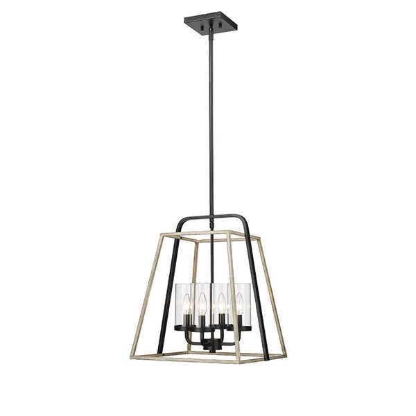 Millennium Lighting Bonnie Matte Black/grey Wood Transitional Geometric Standard Medium Pendant Light