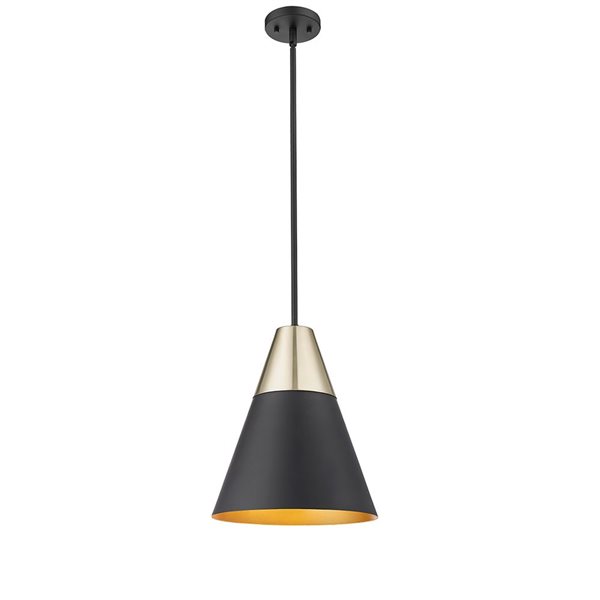 Millennium Lighting Annos Matte Black Modern Gold Transitional Geometric Standard Medium Pendant Light