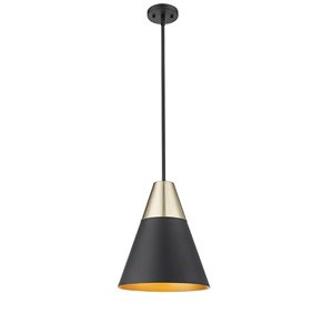 Millennium Lighting Annos Matte Black Modern Gold Transitional Geometric Standard Medium Pendant Light