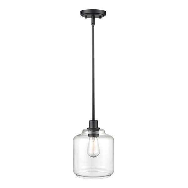 Millennium Lighting Asheville Matte Black Modern/contemporary Clear Glass Geometric Incandescent Mini Pendant Light