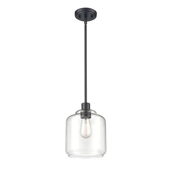 Millennium Lighting Asheville Matte Black Modern/contemporary Clear Glass Geometric Incandescent Mini Pendant Light