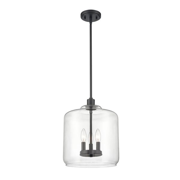 Millennium Lighting Asheville Matte Black Modern/contemporary Clear Glass Geometric Incandescent Medium Pendant Light