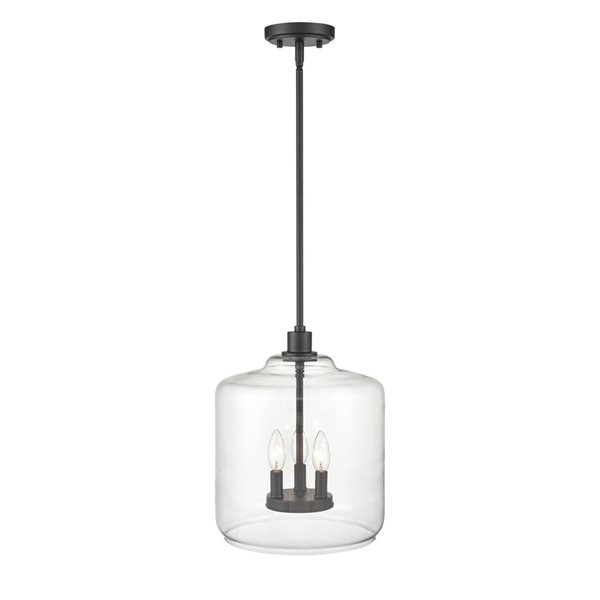 Millennium Lighting Asheville Matte Black Modern/contemporary Clear Glass Geometric Incandescent Medium Pendant Light