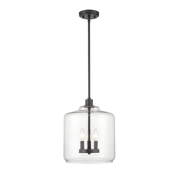 Millennium Lighting Asheville Matte Black Modern/contemporary Clear Glass Geometric Incandescent Medium Pendant Light