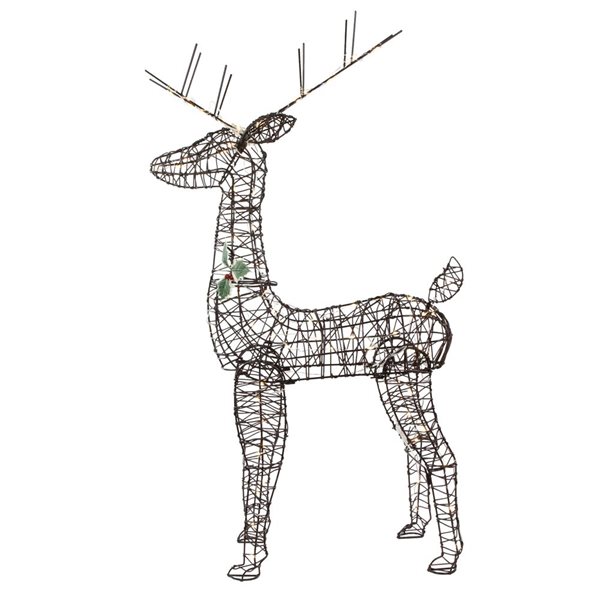 Northlight 45.5-in Rattan Deer Outdoor Christmas Decoration with LED ...