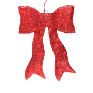 Northlight 24-in Sparkling Red Bow Christmas Outdoor Decoration with Lights