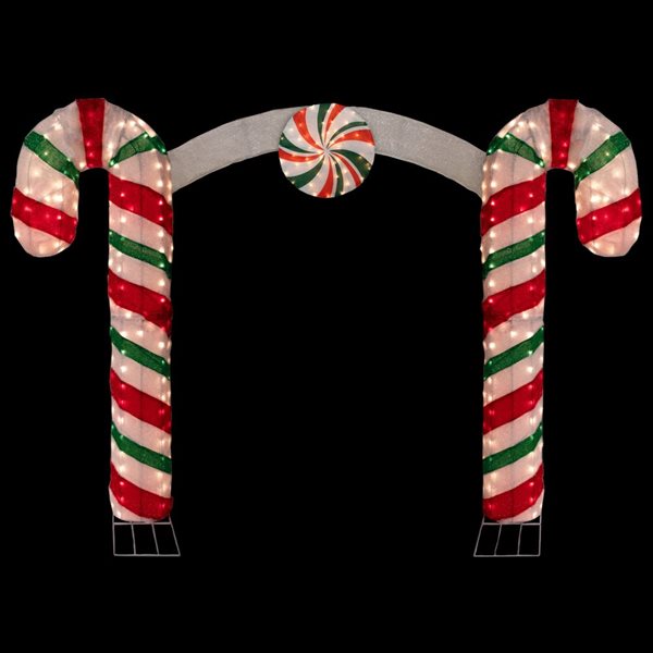 Northlight 7-ft Double Candy Cane Archway Outdoor Christmas Decoration with Lights