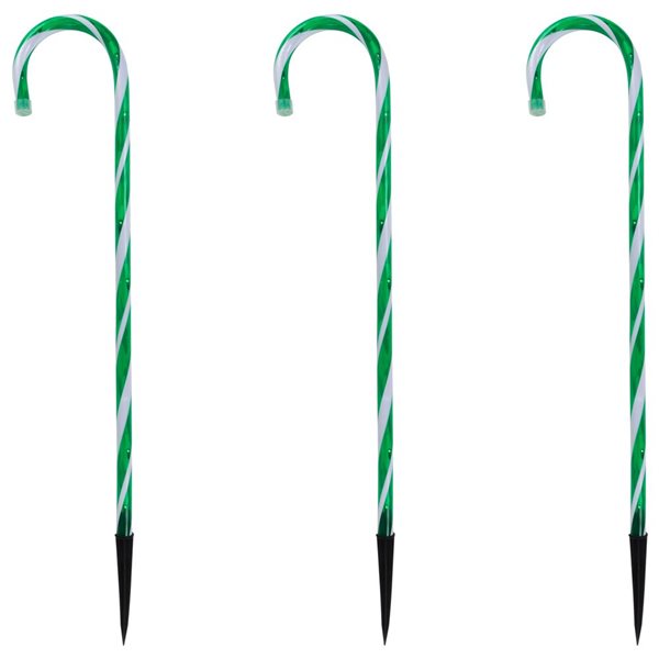 Northlight Set of 3 26-in Green and White Twinkle Candy Cane Pathway