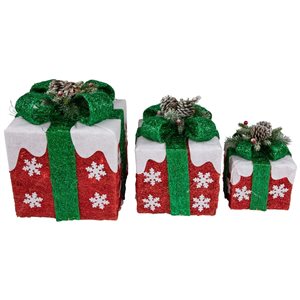 Northlight Set of 3 12-in Snowflakes Gift Boxes Christmas Decoration with Lights