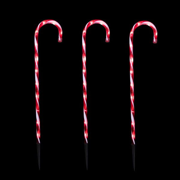 Northlight Set of 3 26-in Red and White Twinkle Candy Cane Pathway Markers