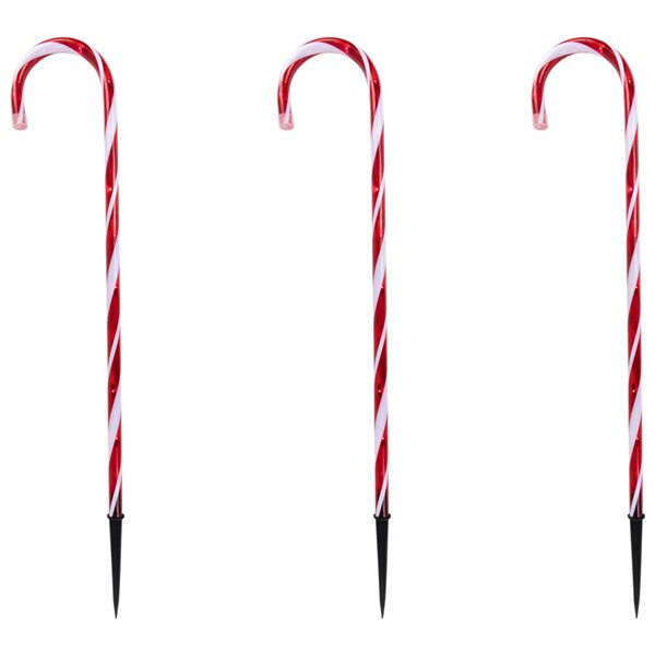 Northlight Set of 3 26-in Red and White Twinkle Candy Cane Pathway Markers