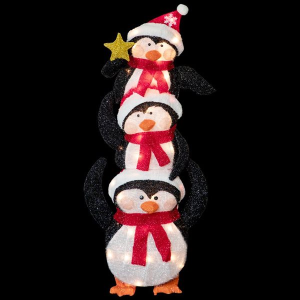 Northlight 41-in Stacked Penguin Family Christmas Decoration with Lights