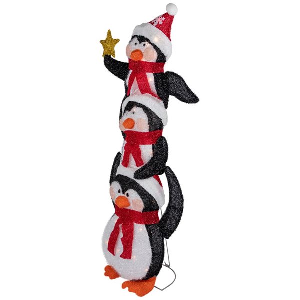 Northlight 41-in Stacked Penguin Family Christmas Decoration with Lights