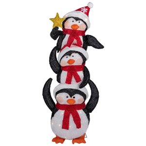 Northlight 41-in Stacked Penguin Family Christmas Decoration with Lights