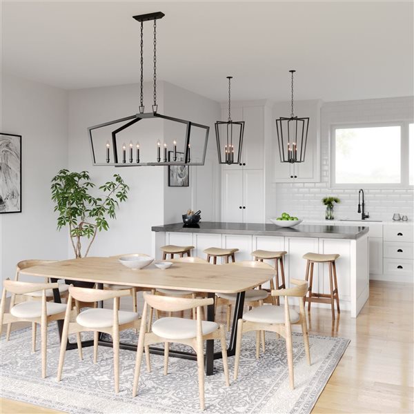 Millennium Lighting Lizabeth 8-Light Matte Black Transitional Geometric Standard Large Pendant Light