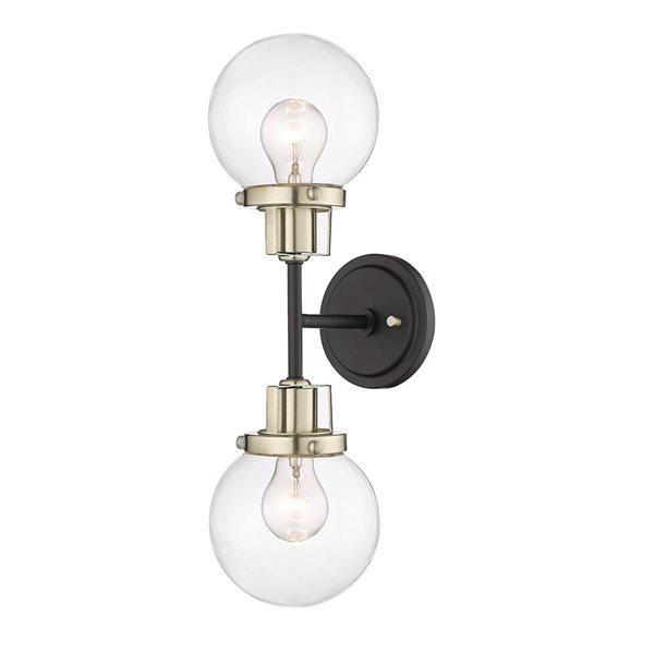 Millennium Lighting Mellrosa 6-in W 2-light Matte Black/modern Gold Transitional Wall Sconce