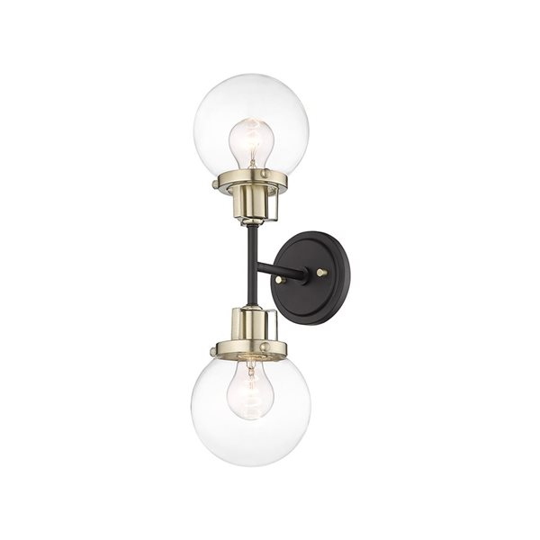 Millennium Lighting Mellrosa 6-in W 2-light Matte Black/modern Gold Transitional Wall Sconce